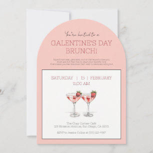 Galentine's Day Brunch Schattigee Roze Moderne Par Kaart