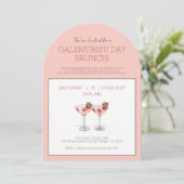 Galentine's Day Brunch Schattigee Roze Moderne Par Kaart (Staand voorkant)