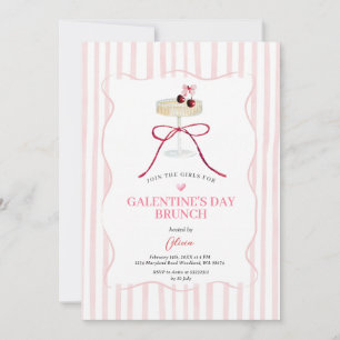 Galentine's Day Brunch Uitnodiging Roze Streep