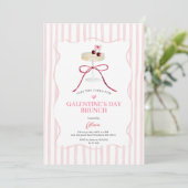 Galentine's Day Brunch Uitnodiging | Roze Streep (Staand voorkant)