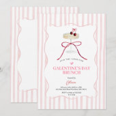 Galentine's Day Brunch Uitnodiging | Roze Streep (Voorkant / Achterkant)
