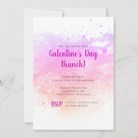 Galentines Day Brunch Waterverf Valentijnsdag Kaart (Voorkant)