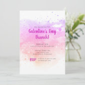 Galentines Day Brunch Waterverf Valentijnsdag Kaart (Staand voorkant)
