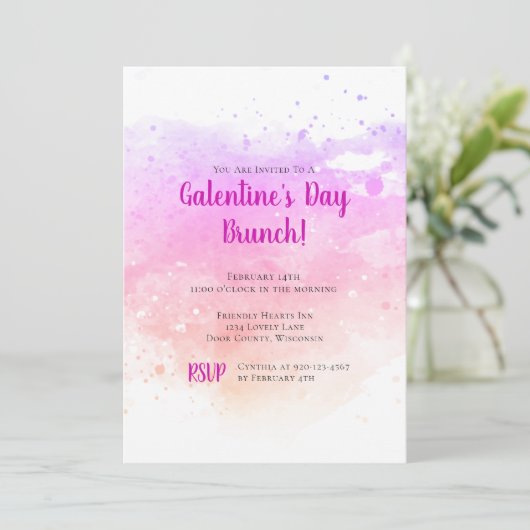 Galentines Day Brunch Waterverf Valentijnsdag Kaart (Staand voorkant)
