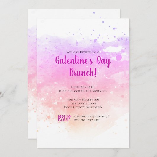 Galentines Day Brunch Waterverf Valentijnsdag Kaart (Voorkant / Achterkant)