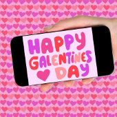 Galentines Day bubbelbrieven Groovy Retro Digitaal Kaart