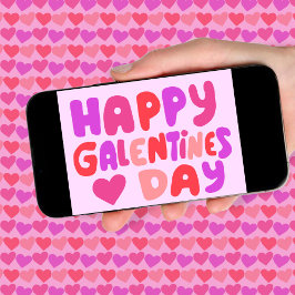 Galentines Day bubbelbrieven Groovy Retro Digitaal Kaart