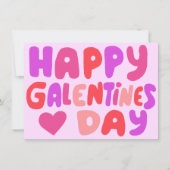 Galentines Day bubbelbrieven Groovy Retro Digitaal Kaart (Voorkant)
