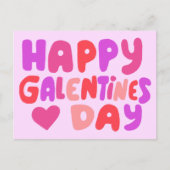 Galentines Day Bubble letters roze Curvy Retro Briefkaart (Voorkant)