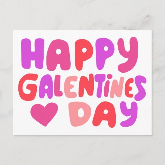 Galentines Day Bubble letters roze Curvy Retro Briefkaart (Voorkant)