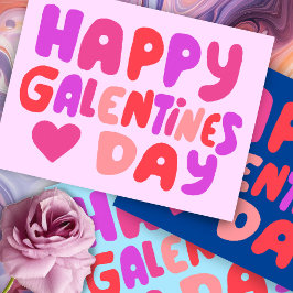 Galentines Day Bubble letters roze Curvy Retro Briefkaart