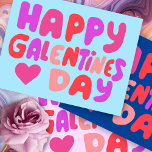 Galentines Day Bubble letters roze Curvy Retro Briefkaart<br><div class="desc">Kijk eens naar deze zoete en kleurrijke kunst,  met de hand die ik voor je gemaakt heb! Voel je vrij om je eigen tekst toe te voegen of de kleuren te wijzigen. Bezoek mijn winkel voor meer!</div>