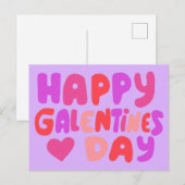 Galentines Day Bubble letters roze Curvy Retro Briefkaart (Voorkant / Achterkant)