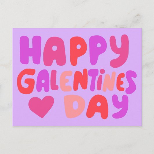 Galentines Day Bubble letters roze Curvy Retro Briefkaart (Voorkant)