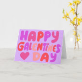 Galentines Day Bubble letters roze Curvy Retro Kaart (Gele Bloem)