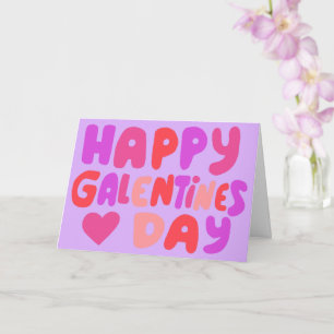 Galentines Day Bubble letters roze Curvy Retro Kaart