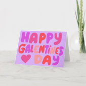 Galentines Day Bubble letters roze Curvy Retro Kaart (Voorkant)