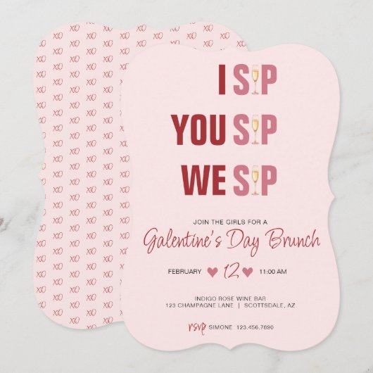 Galentine's Day Campagne Brunch Kaart (Voorkant / Achterkant)