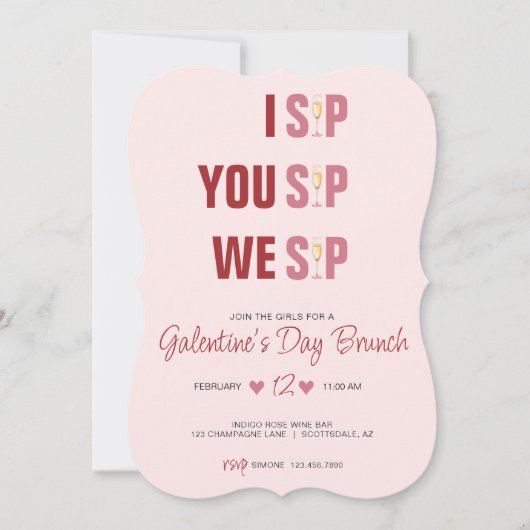 Galentine's Day Campagne Brunch Kaart (Voorkant)