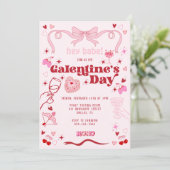 Galentine's Day  Coquette Roze Kaart (Staand voorkant)