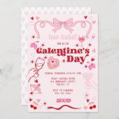 Galentine's Day  Coquette Roze Kaart (Voorkant / Achterkant)