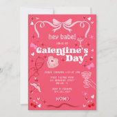 Galentine's Day  Coquette Roze Kaart (Voorkant)
