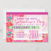Galentine's Day Cute Hearts Party Save The Date (Voorkant)