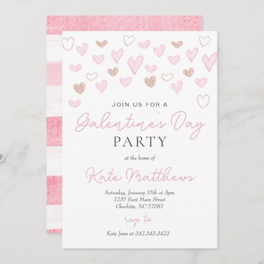 Galentines Day Dans Uitnodiging (Voorkant / Achterkant)