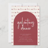 Galentines Day Dinner Invite met Rode Liefde Kaart (Voorkant)