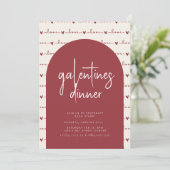 Galentines Day Dinner Invite met Rode Liefde Kaart (Staand voorkant)