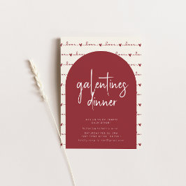Galentines Day Dinner Invite met Rode Liefde Kaart