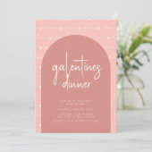 Galentines Day Dinner Invite met roze liefde Kaart (Staand voorkant)