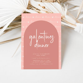 Galentines Day Dinner Invite met roze liefde Kaart
