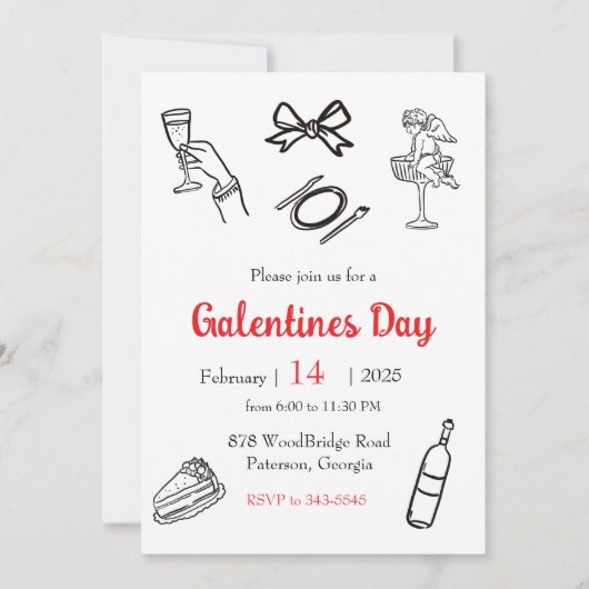 Galentines Day Dinner Kaart (Voorkant)