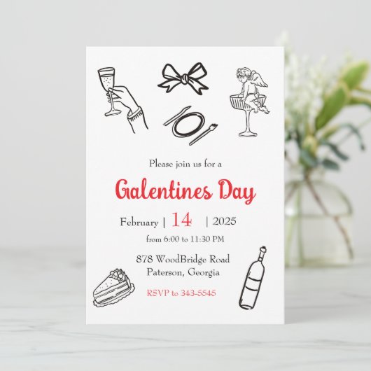 Galentines Day Dinner Kaart (Staand voorkant)