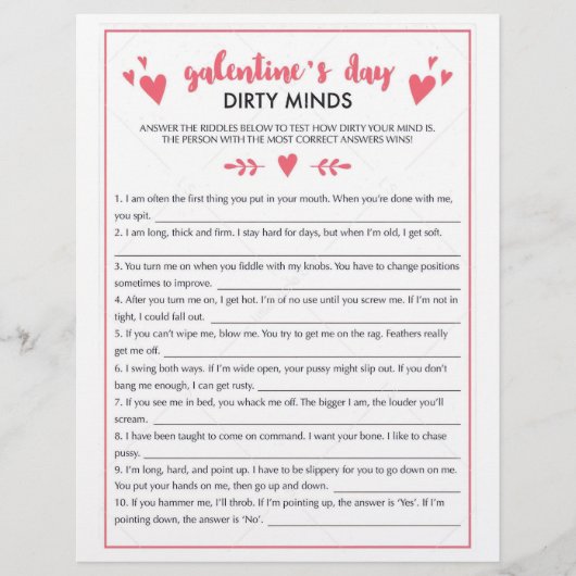 Galentines Day Dirty Minds spel Flyer (Voorkant)