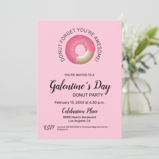 Galentine's Day Donut Party Pink Valentijns Girly Kaart (Staand voorkant)