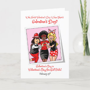 Galentine's Day Feb 13 Gal Pals vieren Vrienden Feestdagen Kaart