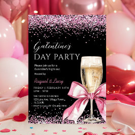 Galentine's Day Feest Champagne Roze Coquette Kaart