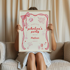 Galentine's Day-feest Downloadbare Welkom Poster