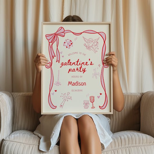 Galentine's Day-feest Downloadbare Welkom Poster