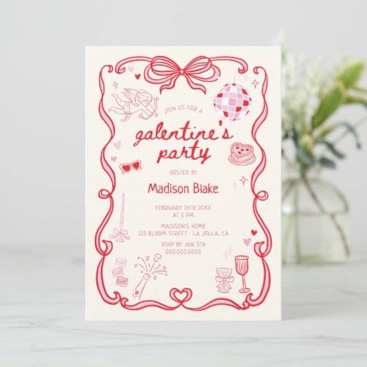 Galentine's Day-feestje Kaart (Staand voorkant)