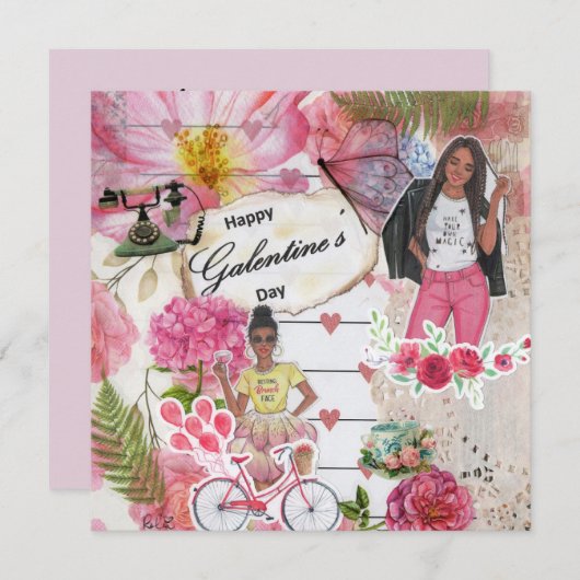 Galentine's Day Flat Wenskaart (Voorkant / Achterkant)