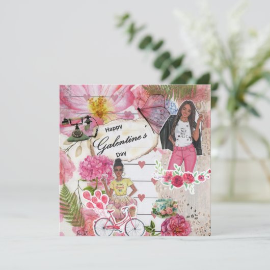 Galentine's Day Flat Wenskaart (Staand voorkant)