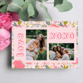 Galentine's Day florale roze 2 foto collage xoxo Feestdagenkaart