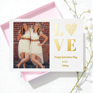 Galentines Day Foto BFF Liefde Hart Folie Uitnodiging