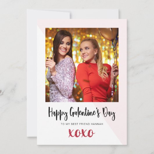 Galentine's Day Foto XOXO Kaart (Voorkant)