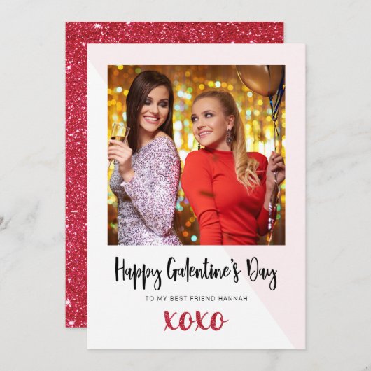 Galentine's Day-foto XOXO Kaart (Voorkant / Achterkant)