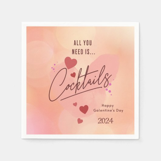 Galentine's Day gepersonaliseerde cocktailservette Servet (Voorkant)