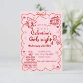 Galentine's Day Hand Drawn Pink Girls Valentijn Kaart (Staand voorkant)